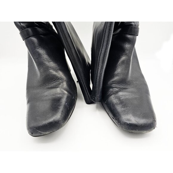 Women’s Black Leather Upper Knee-High Boots Size 8.5M Block Heel Side Zip - Picture 8 of 12
